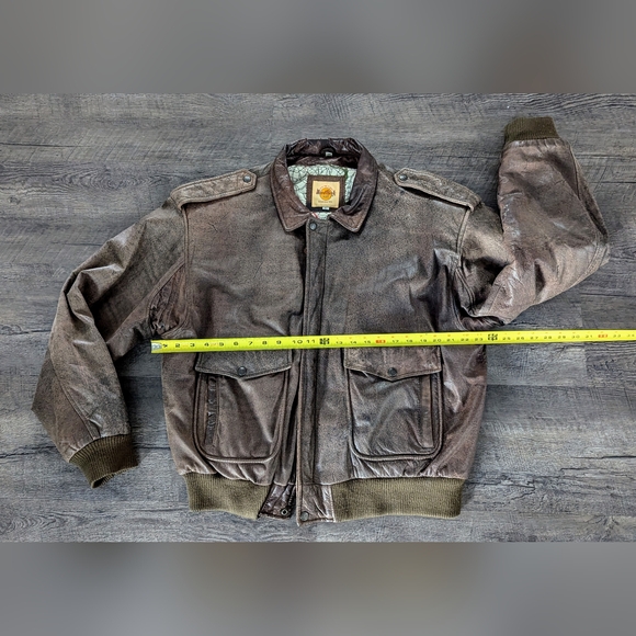 Vintage 90s Hard Rock Cafe Myrtle Beach Bomber Pilot Soft Leather Jacket Size XL - Picture 9 of 10